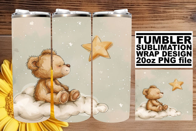 Sublimation Tumbler Wrap with Nursery Bears Sublimation afrosvg 