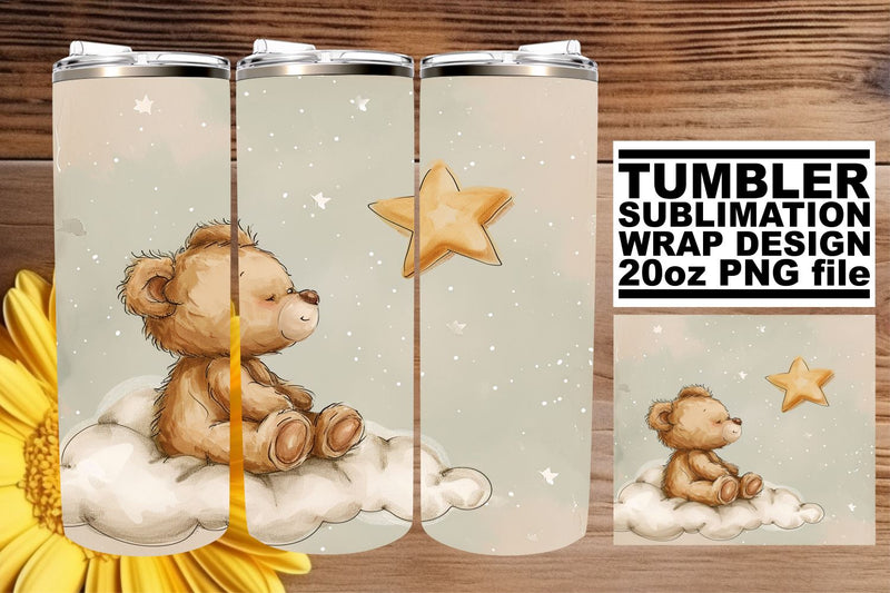 Sublimation Tumbler Wrap with Nursery Bears Sublimation afrosvg 