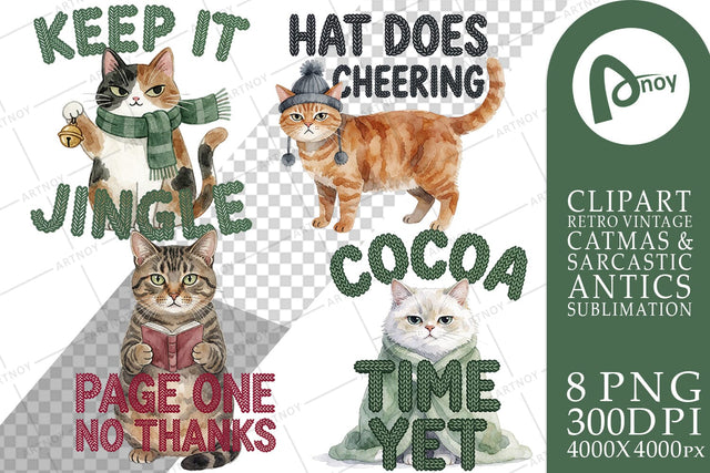 Sublimation Ugly Sweater Judgmental Cat Choir Sublimation artnoy 