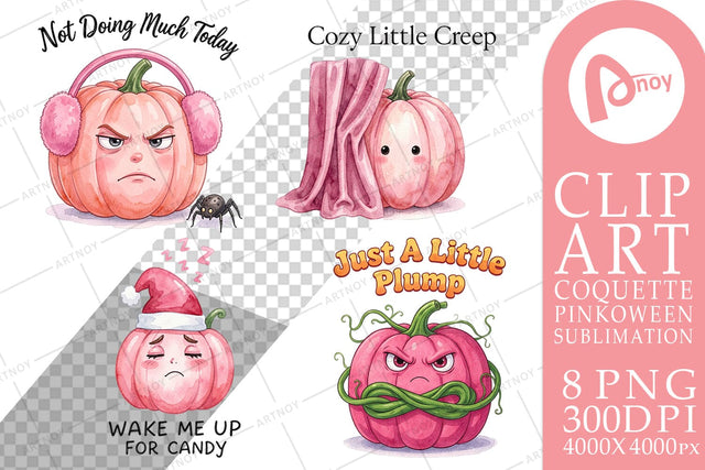 Sublimation Unbothered Pink Pumpkin Watercolor Sublimation artnoy 