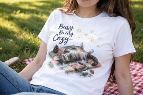 Sublimation Unmotivated Cat Cozy Hygge Watercolor Quote Sublimation artnoy 