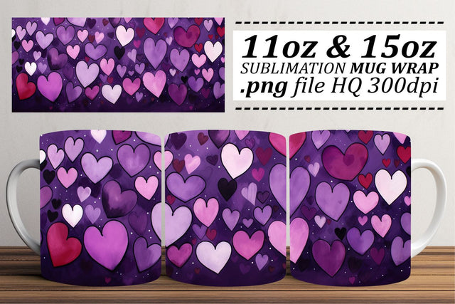 Sublimation Valentines Theme Mug Wrap - Heart Pattern 11oz 15oz - Love Sublimation afrosvg 
