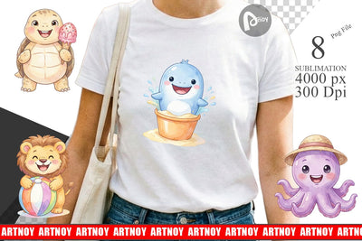 Sublimation Vibrant Summer Animals Watercolor Sublimation artnoy 