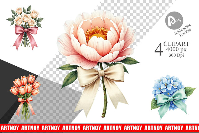 Sublimation Vintage Floral Bow Sublimation artnoy 