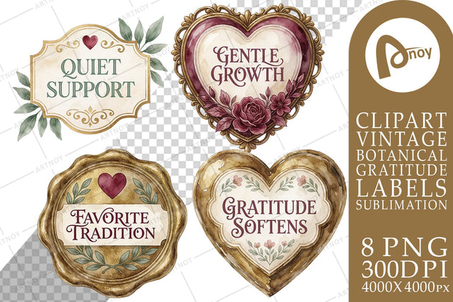 Sublimation Vintage Floral Thankful Heart Emblems Sublimation artnoy 