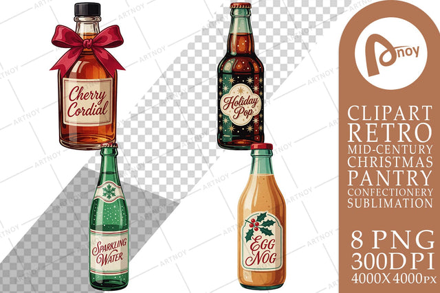 Sublimation Vintage Holiday Cordial & Soda Bottles Sublimation artnoy 
