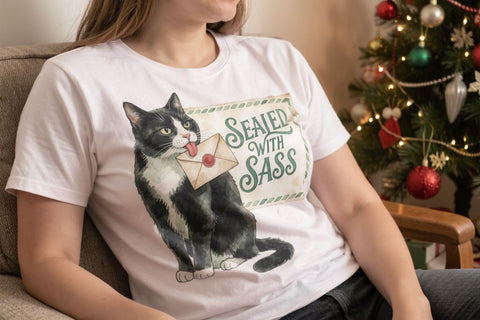 Sublimation Vintage Postcard Catmas Greetings Sublimation artnoy 