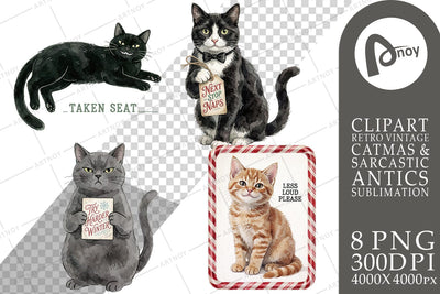 Sublimation Vintage Postcard Catmas Greetings Sublimation artnoy 