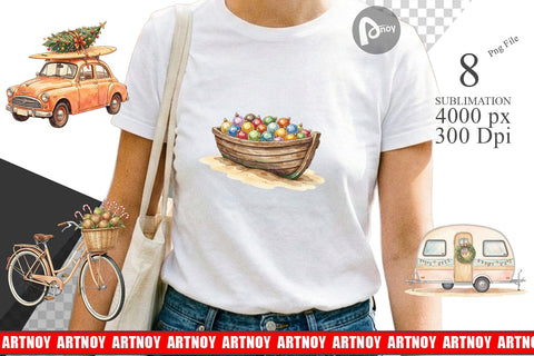 Sublimation Vintage Tropical Christmas Vehicle Sublimation artnoy 