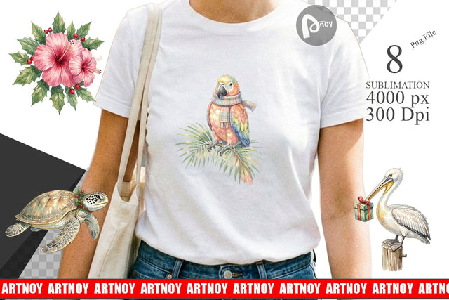 Sublimation Vintage Tropical Holiday Animal Sublimation artnoy 