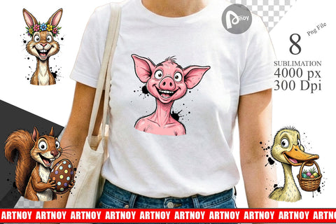 Sublimation Wacky Easter Animal Portrait Sublimation artnoy 