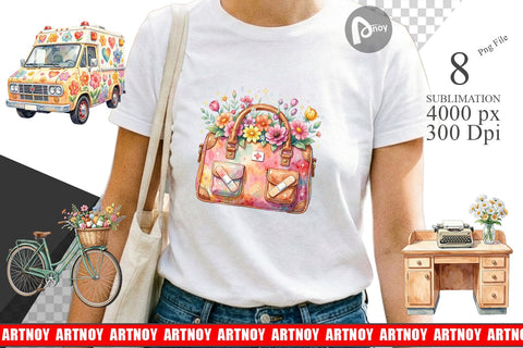 Sublimation Watercolor 70s Retro Medical Scenes Sublimation artnoy 