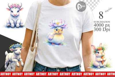 Sublimation Watercolor Baby Farm Animal Nursery Art Sublimation artnoy 