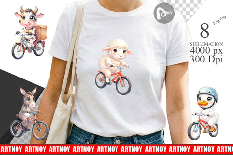 Sublimation Watercolor Big Eye Barnyard Biking Art Sublimation artnoy 