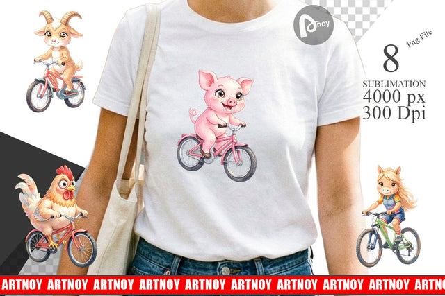 Sublimation Watercolor Big Eye Barnyard Biking Art Sublimation artnoy 
