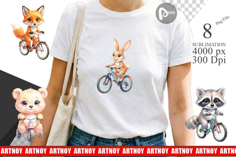 Sublimation Watercolor Big Eye Forest Friends Bike Sublimation artnoy 