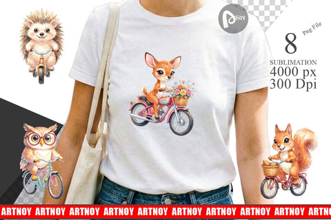 Sublimation Watercolor Big Eye Forest Friends Bike Sublimation artnoy 