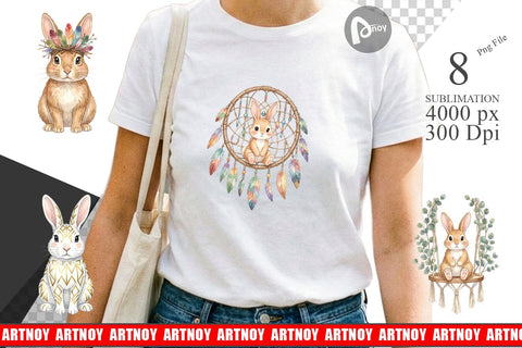Sublimation Watercolor Boho Chic Easter Bunny Sublimation artnoy 