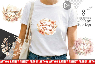 Sublimation Watercolor Boho Floral Mama Quotes Sublimation artnoy 