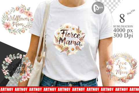 Sublimation Watercolor Boho Floral Mama Quotes Sublimation artnoy 