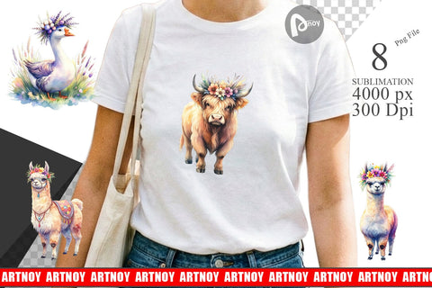 Sublimation Watercolor Boho Highland Cow And Friends Sublimation artnoy 
