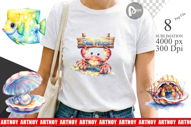 Sublimation Watercolor Boho Ocean Nursery Animal Sublimation artnoy 