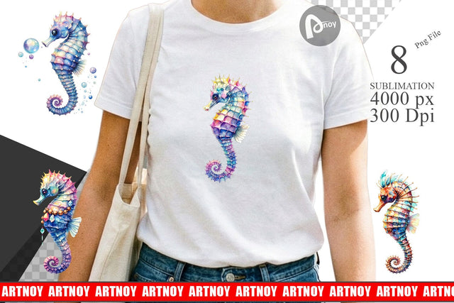 Sublimation Watercolor Boho Seahorse Tribal Art Sublimation artnoy 