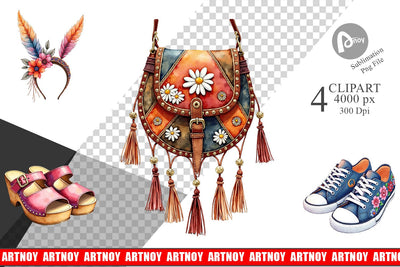 Sublimation Watercolor Boho Spring Fashion 70s Accessories & Attire Sublimation artnoy 