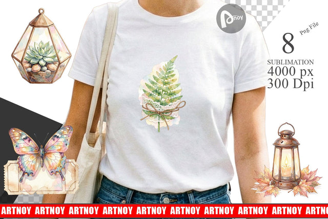 Sublimation Watercolor Boho Woodland Nature Ephemera Sublimation artnoy 