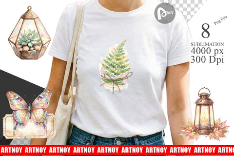 Sublimation Watercolor Boho Woodland Nature Ephemera Sublimation artnoy 