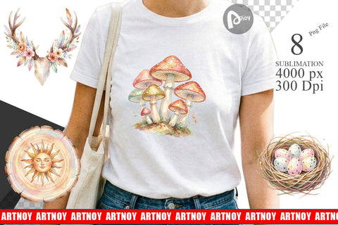 Sublimation Watercolor Boho Woodland Nature Ephemera Sublimation artnoy 