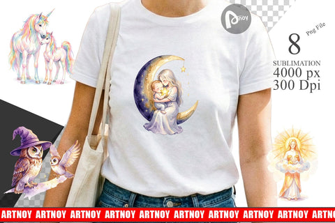 Sublimation Watercolor Celestial Mother Fantasy Art Sublimation artnoy 