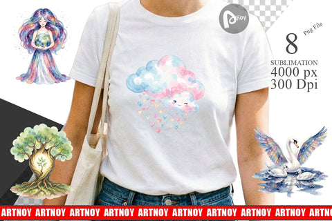 Sublimation Watercolor Celestial Mother Fantasy Art Sublimation artnoy 