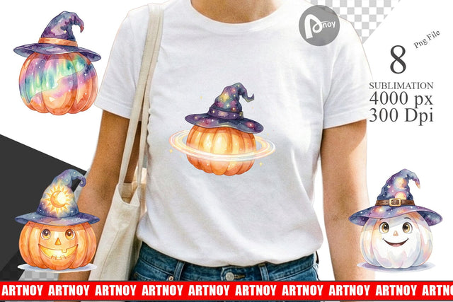 Sublimation Watercolor Celestial Starlight Witch Hat Sublimation artnoy 