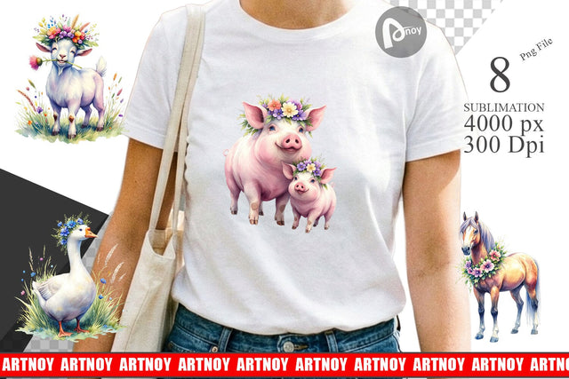 Sublimation Watercolor Classic Farmhouse Floral Sublimation artnoy 