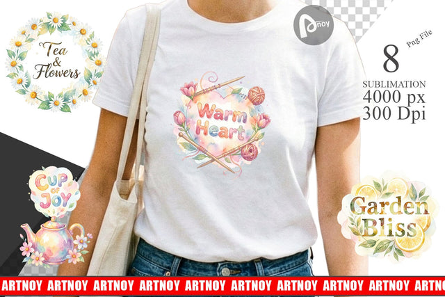 Sublimation Watercolor Cozy Garden Tea Quotes Sublimation artnoy 