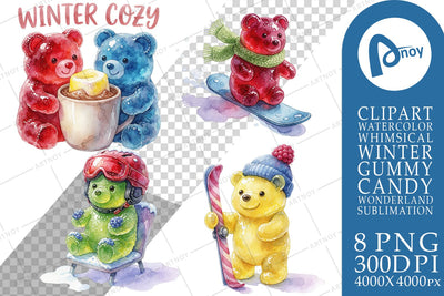 Sublimation Watercolor Cozy Gummy Bear Ski Patrol Sublimation artnoy 