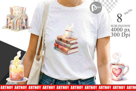 Sublimation Watercolor Cozy Mom Relaxation Art Sublimation artnoy 