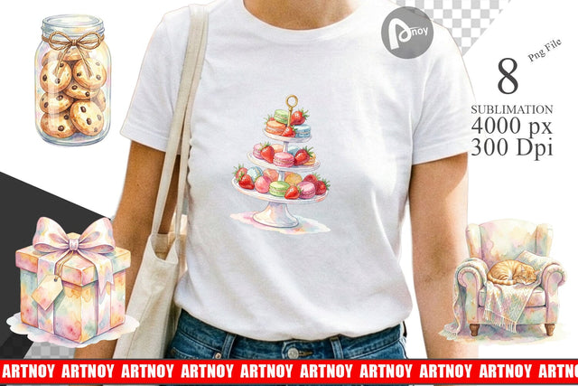 Sublimation Watercolor Cozy Tea Time Mom Brunch Sublimation artnoy 