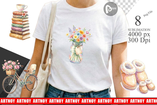 Sublimation Watercolor Cozy Tea Time Mom Lifestyle Sublimation artnoy 