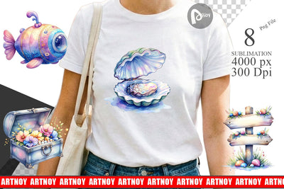 Sublimation Watercolor Cute Ocean Objects Sublimation artnoy 