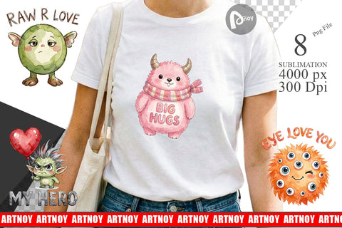 Sublimation Watercolor Cute Ugly Momster Quotes Sublimation artnoy 