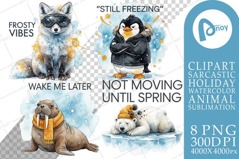 Sublimation Watercolor Cynical Chilled-Out Arctic Animals Sublimation artnoy 
