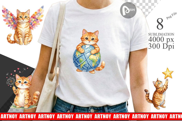 Sublimation Watercolor Dreamy Mother Cat Sky Art Sublimation artnoy 