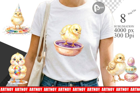 Sublimation Watercolor Easter Egg Painting Chicks Sublimation artnoy 