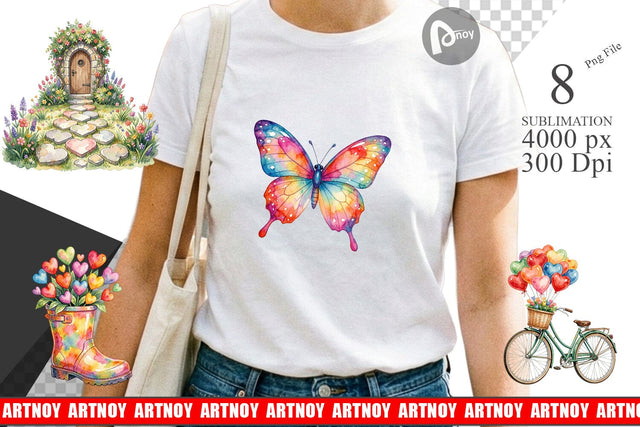 Sublimation Watercolor Easter Heart Garden Decor Sublimation artnoy 