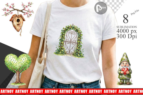 Sublimation Watercolor Easter Heart Garden Decor Sublimation artnoy 