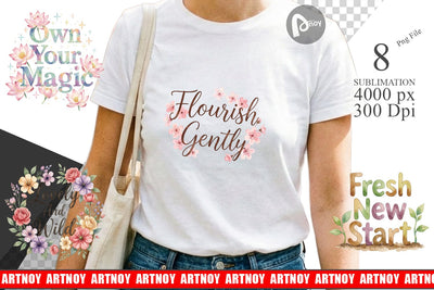 Sublimation Watercolor Elegant Floral Affirmations Quote Sublimation artnoy 