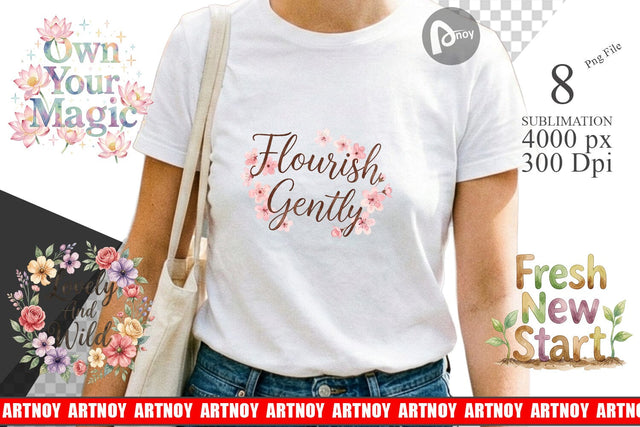 Sublimation Watercolor Elegant Floral Affirmations Quote Sublimation artnoy 