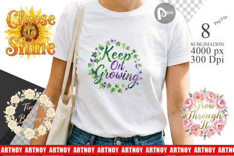 Sublimation Watercolor Elegant Floral Affirmations Quote Sublimation artnoy 